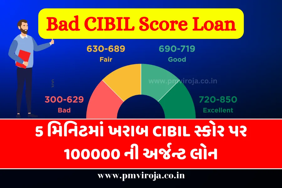 Bad CIBIL Score Loan: 5 મિનિટમાં ખરાબ CIBIL સ્કોર પર 100000 ની અર્જન્ટ લોન, જાણો કેવી રીતે અરજી કરવી 1 ખરાબ CIBIL સ્કોર (Bad CIBIL Score Loan)