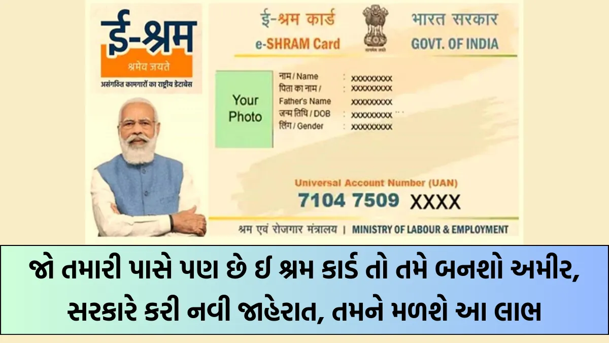 E Shram Card: જો તમારી પાસે પણ છે ઈ શ્રમ કાર્ડ તો તમે બનશો અમીર, સરકારે કરી નવી જાહેરાત, તમને મળશે આ લાભ 6 E Shram Card